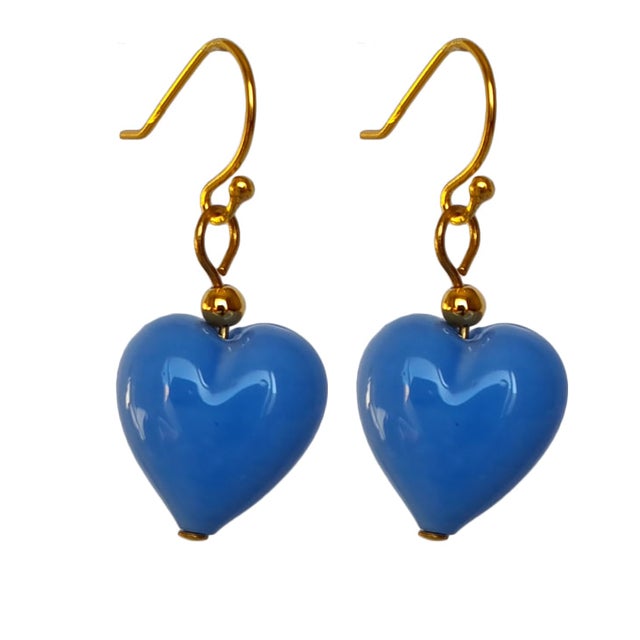 Periwinkle Murano Glass Heart Bead Earrings